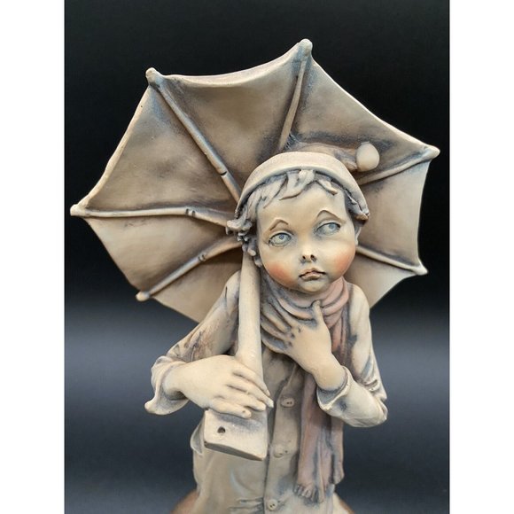 Early 12”Giuseppe Armani Capodimonte Figurine Boy Standing with Umbrella Vintage - Picture 3 of 15